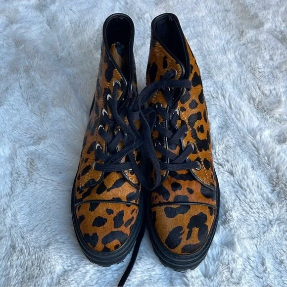 SCHUTZ Shoes Schutz Maylova Leopard Print Womens Combat Boots